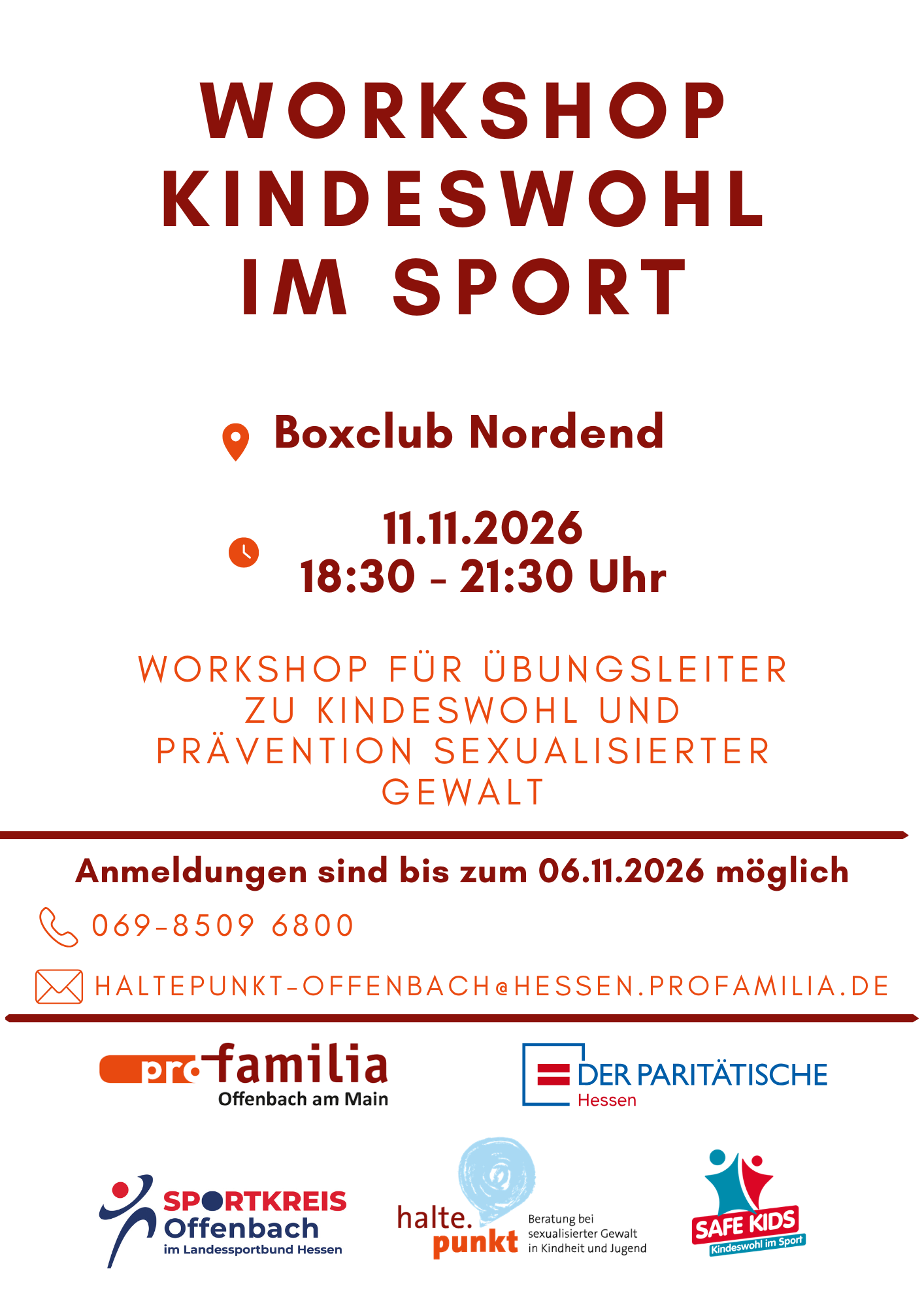 11.11.2026 Kostenfreier Workshop Kindeswohl im Sport